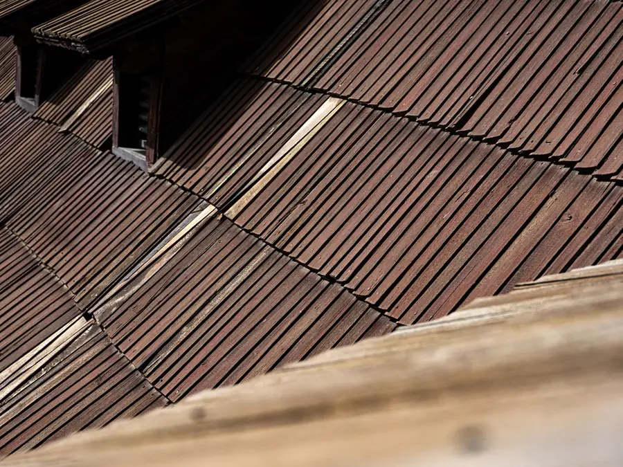 Hand-split cedar shake roof on a traditional home